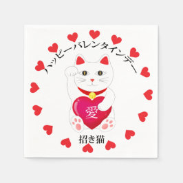 Serviette En Papier Maneki Neko pour la Saint Valentin