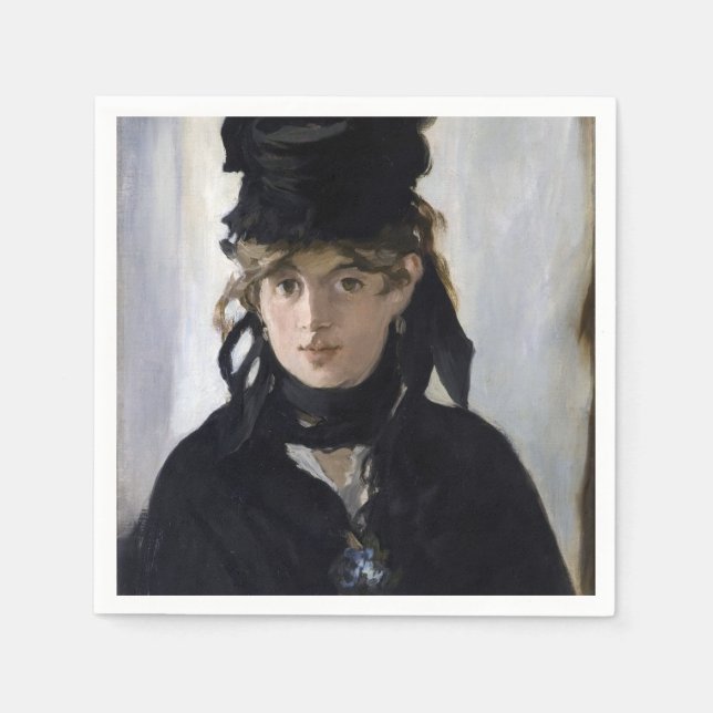 Serviette En Papier Manet - Berthe Morisot with a bouquet of violets (Devant)