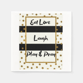 Serviette En Papier Manger amour rire jouer prier points noirs or papi