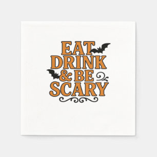 Serviette En Papier Manger, boire et être effrayant Halloween Graphiqu