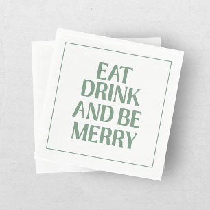 Serviette En Papier Manger Boire Et Joyeux Noël Vacances Vert