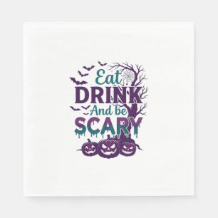 Serviette En Papier Manger Boire Être Effrayant Halloween Arbre Squele