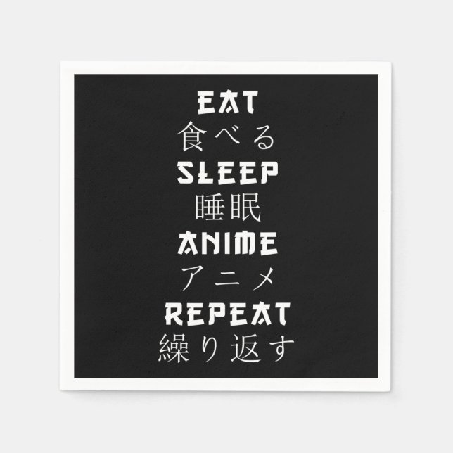 Serviette En Papier Manger Sleep Anime Répéter Japonais Manga Lover (Devant)