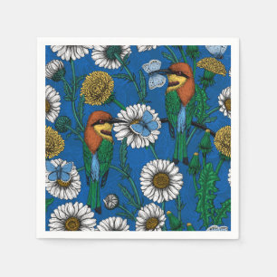 Serviette En Papier Mangeurs d'abeilles sur bleu