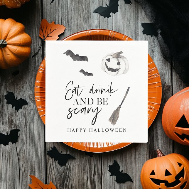 Serviette En Papier Mangez Boire Et Faites Peur | Bonne Halloween (Créateur téléchargé)