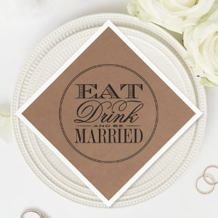 Serviette En Papier Mangez, buvez et soyez marié Rustique Mariage Kraf