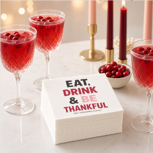 Serviette En Papier Mangez, Buvez et Soyez Reconnaissants Rose Rouge P
