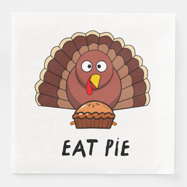 Serviette En Papier Mangez Du Tarte Avec La Turquie De Thankgiving (Devant)