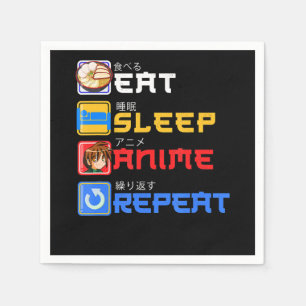 Serviette En Papier Mangez Sleep Anime Répétez L'Idée Cadeau Cospla