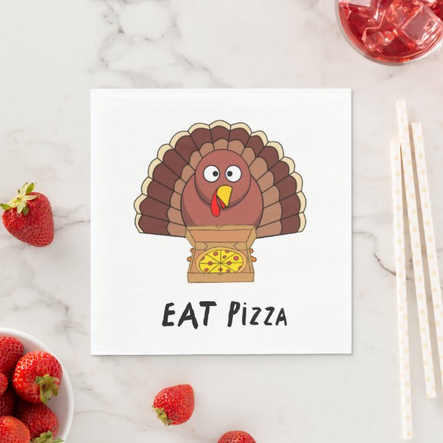 Serviette En Papier Mangez Une Pizza Avec La Turquie De Thanksgiving (En situation)