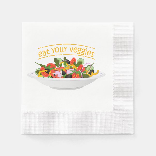 Serviette En Papier Mangez vos Légumes Citer salade fraîche mélange bo (Devant)