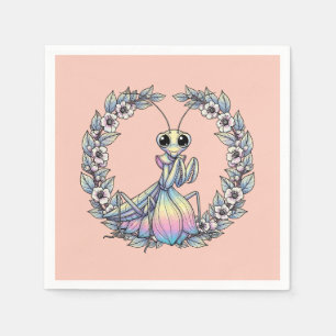 Serviette En Papier Mante religieuse fantaisiste et fleurs de laurier