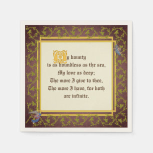 Serviette En Papier Manuscrit lumineux médiéval Réception de mariage