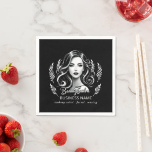 Serviette En Papier Maquillage Artiste Coiffure Stylo moderne Noir Bla