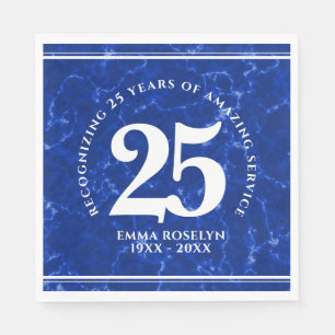 Serviette En Papier Marbre Bleu Élégant 25 Anniversaire Du Travail