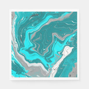 Serviette En Papier Marbre bleu, Turquoise et turquoise Fluid Art