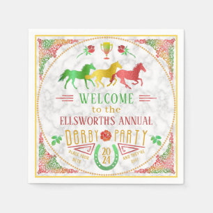Serviette En Papier Marbre coloré de partie de jour de Derby de cours
