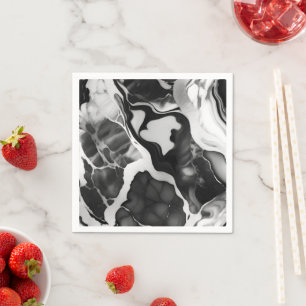 Serviette En Papier Marbre noir et blanc tendance