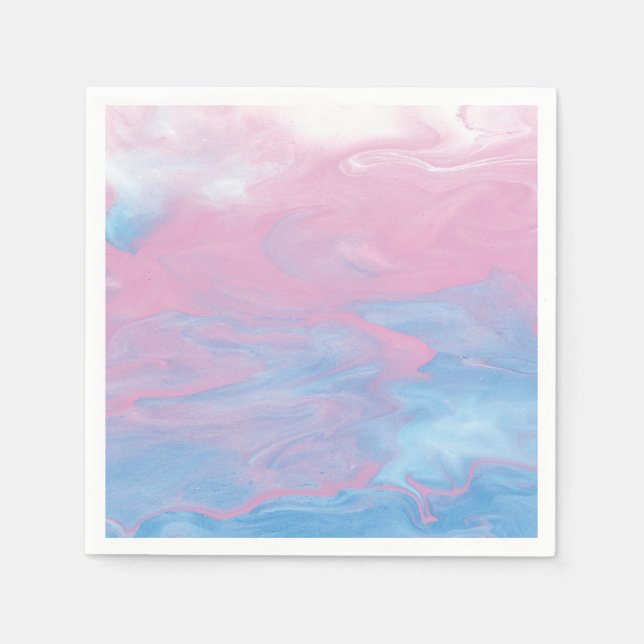 Serviette En Papier marbre rose et bleu (Devant)