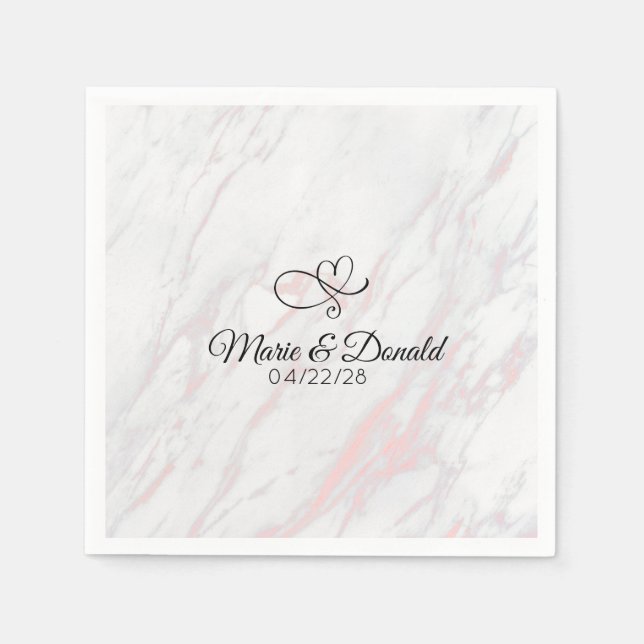 Serviette En Papier Marbre rose et gris moderne (Devant)