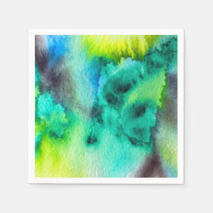 Serviette En Papier Marbre vert bleu Tie teint aquarelle