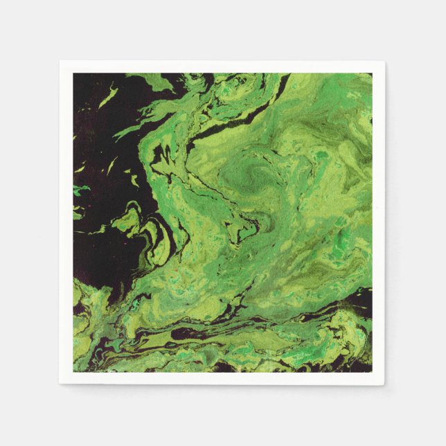 Serviette En Papier Marbre vert noir (Devant)