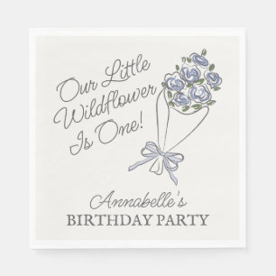 Serviette En Papier Marché aux fleurs bleues Fraîches Fête d'anniversa