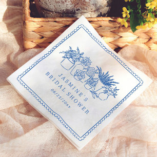 Serviette En Papier Marché de Fleurs Dessinées à la Main Fantaisiste p