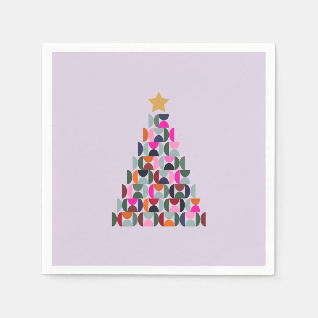 Serviette En Papier Marché d'hiver 04 Noël Arbre pourpre Vacances (Devant)