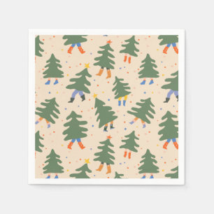 Serviette En Papier Marche Whimsical Motif des arbres de Noël