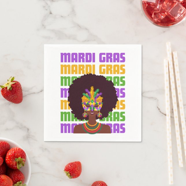 Serviette En Papier MARDI GRAS Afro Queen (En situation)