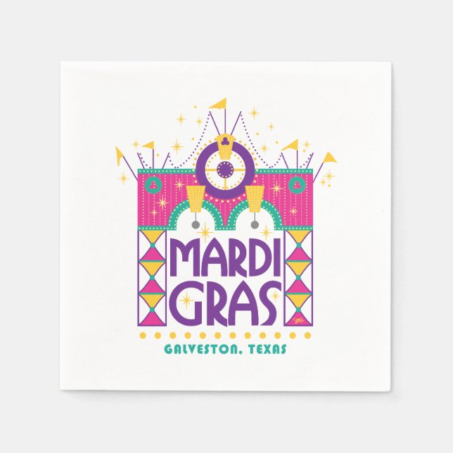 Serviette En Papier Mardi Gras Arch, Galveston, Texas (Devant)
