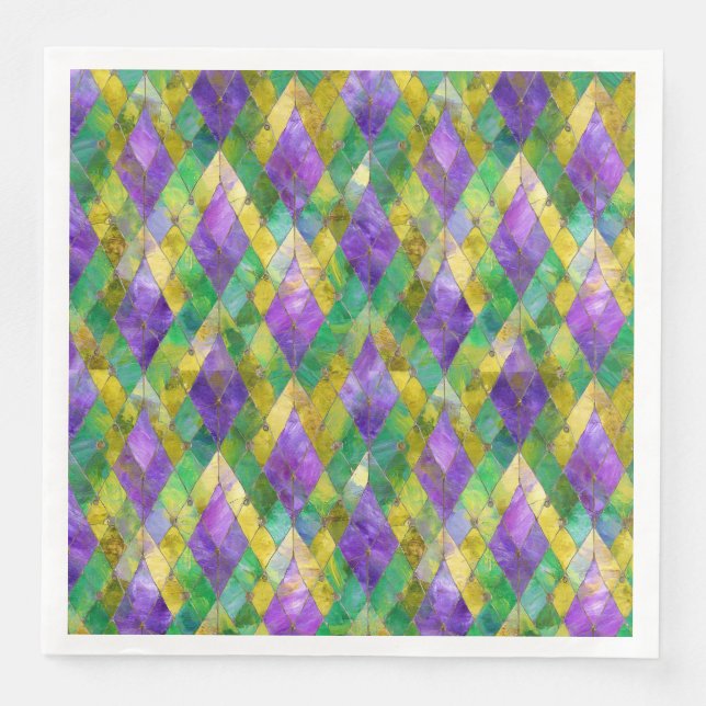 Serviette En Papier Mardi Gras Arlequin en verre tendu Imprimer (Devant)