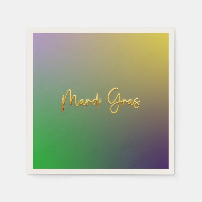 Serviette En Papier Mardi Gras Jaune, Violet, Vert (Devant)