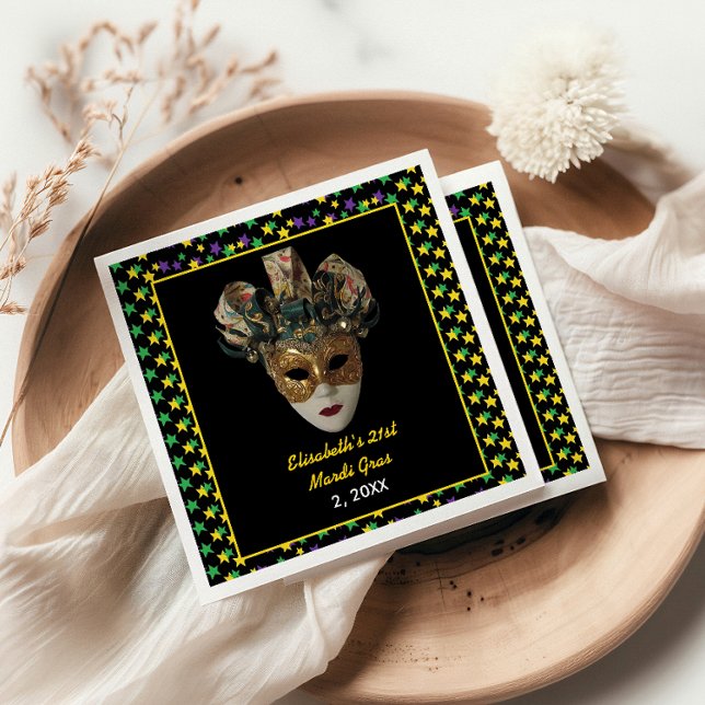 Serviette En Papier Mardi Gras Masque 21e fête d'anniversaire (Créateur téléchargé)