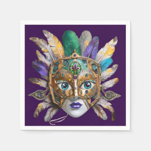 Serviette En Papier Mardi Gras Météo et Masque Métal