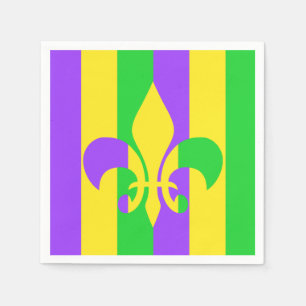 Serviette En Papier Mardi gras vert Yellow Purple Fleur-de-lis