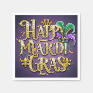 Serviette En Papier Mardi Gras Violet "Joyeux Mardi Gras"