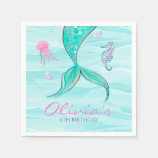 Serviette En Papier Marée de sirènes sous la mer Anniversaire