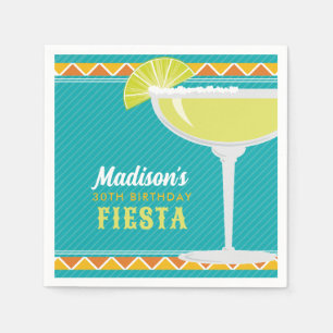 Serviette En Papier Margarita Fête Anniversaire Turquoise Orange