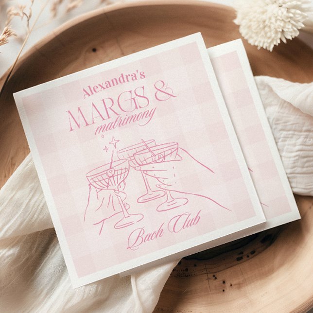 Serviette En Papier Marges Roses Et Bachelorette De Mariage (Créateur téléchargé)