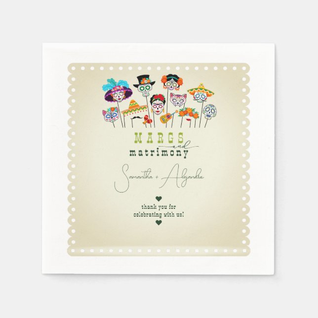 Serviette En Papier Margs & Mariage Fiesta Mexicaine Couples Douche (Devant)