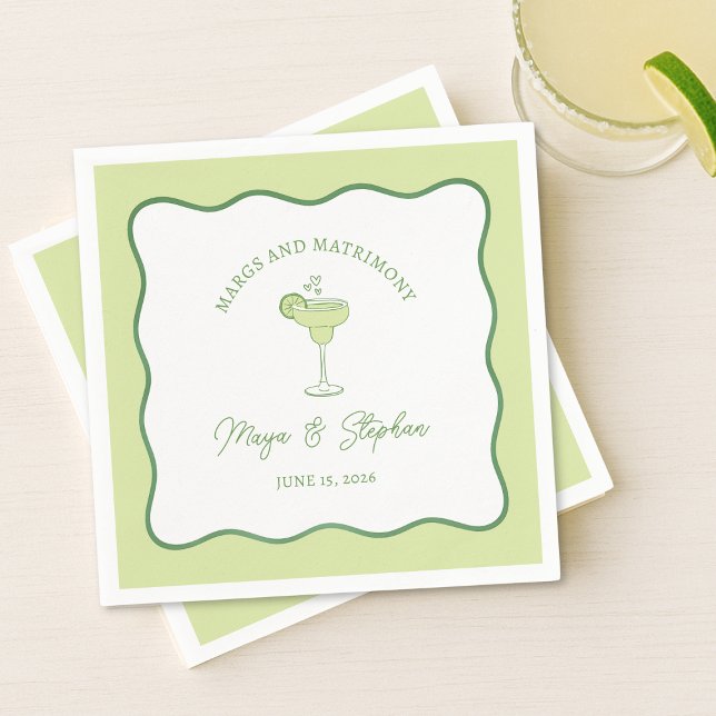 Serviette En Papier "Margs & Matrimony" Simple Lime Margarita Wedding (Créateur téléchargé)