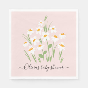 Serviette En Papier marguerite floral élégant baby shower