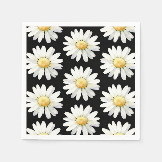 Serviette En Papier Marguerites à points jaunes (Devant)