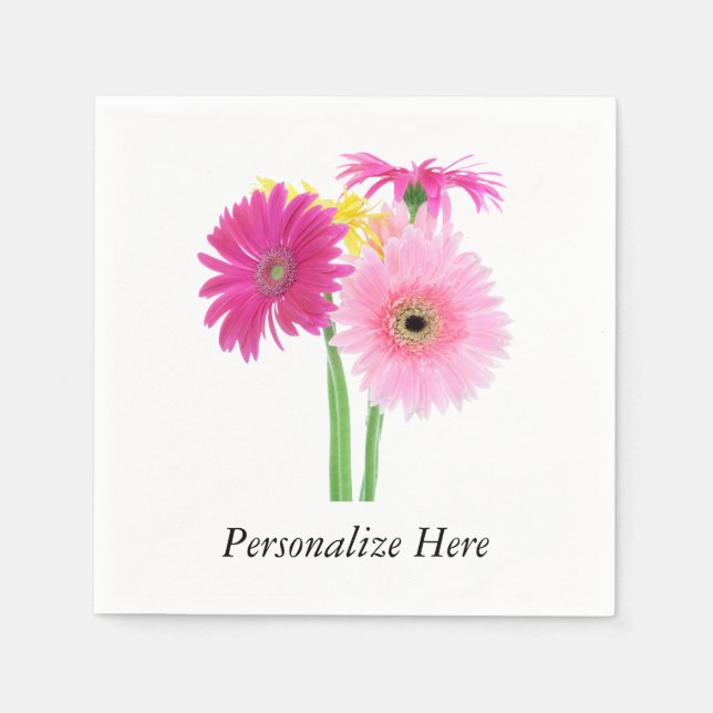 Serviette En Papier Marguerites roses (Devant)