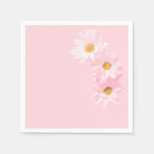 Serviette En Papier Marguerites sur un arrière - plan rose