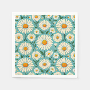 Serviette En Papier Marguerites sur un fond bleu doux