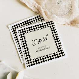 Serviette En Papier Mariage à carreaux de diamant rétro à l'ancienne