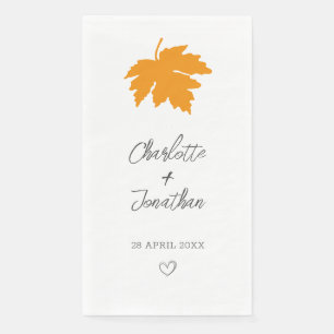Serviette En Papier Mariage à feuille d'érable jaune d'automne